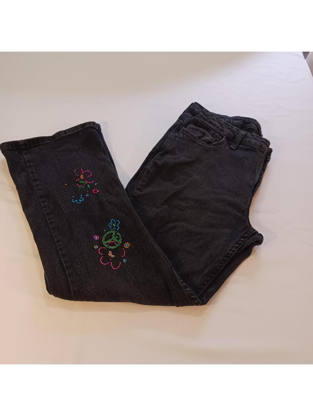 Riders Women's Size 16P Black Bootcut Leg Denim Jeans Measured (34x29)